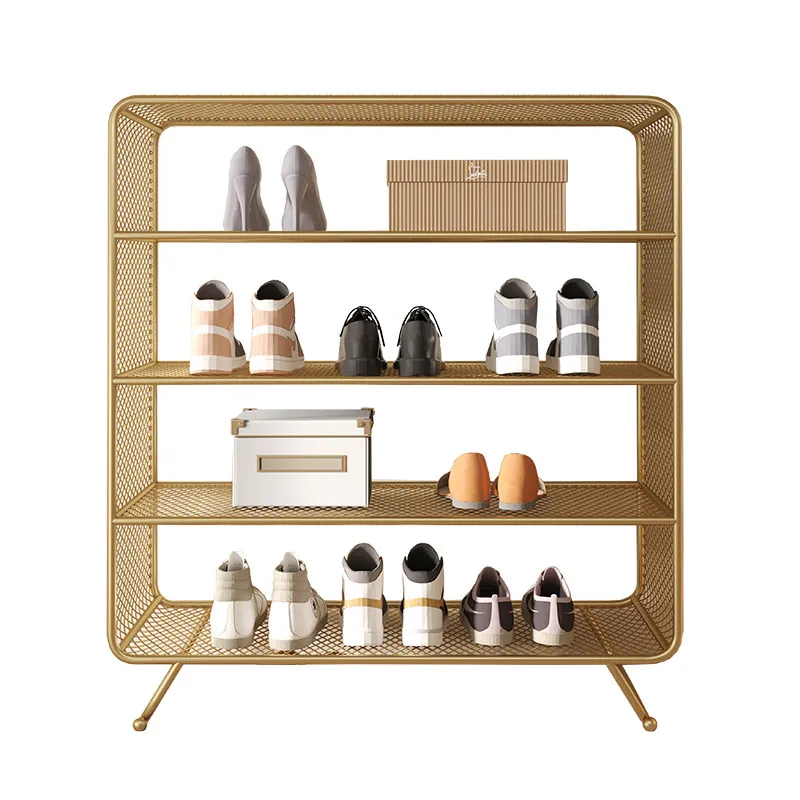LMM light luxury grid slipper rack simple door entrance golden overall storage rack