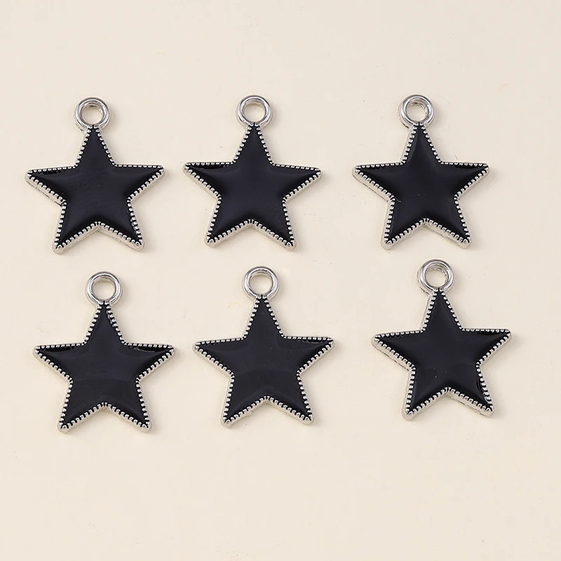 Leslie 10pcs/lot 16x18mm Enamel Black Five-pointed Stars Charms for DIY Earrings Necklaces Pendants Jewelry Making Accessories – Detail 3