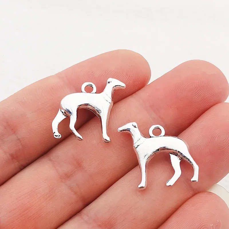 10pcs 19x19mm  Antique Silver Color Dog Charms Greyhound Amulet Charms For Jewelry Making DIY Jewelry Findings, Designer Charms