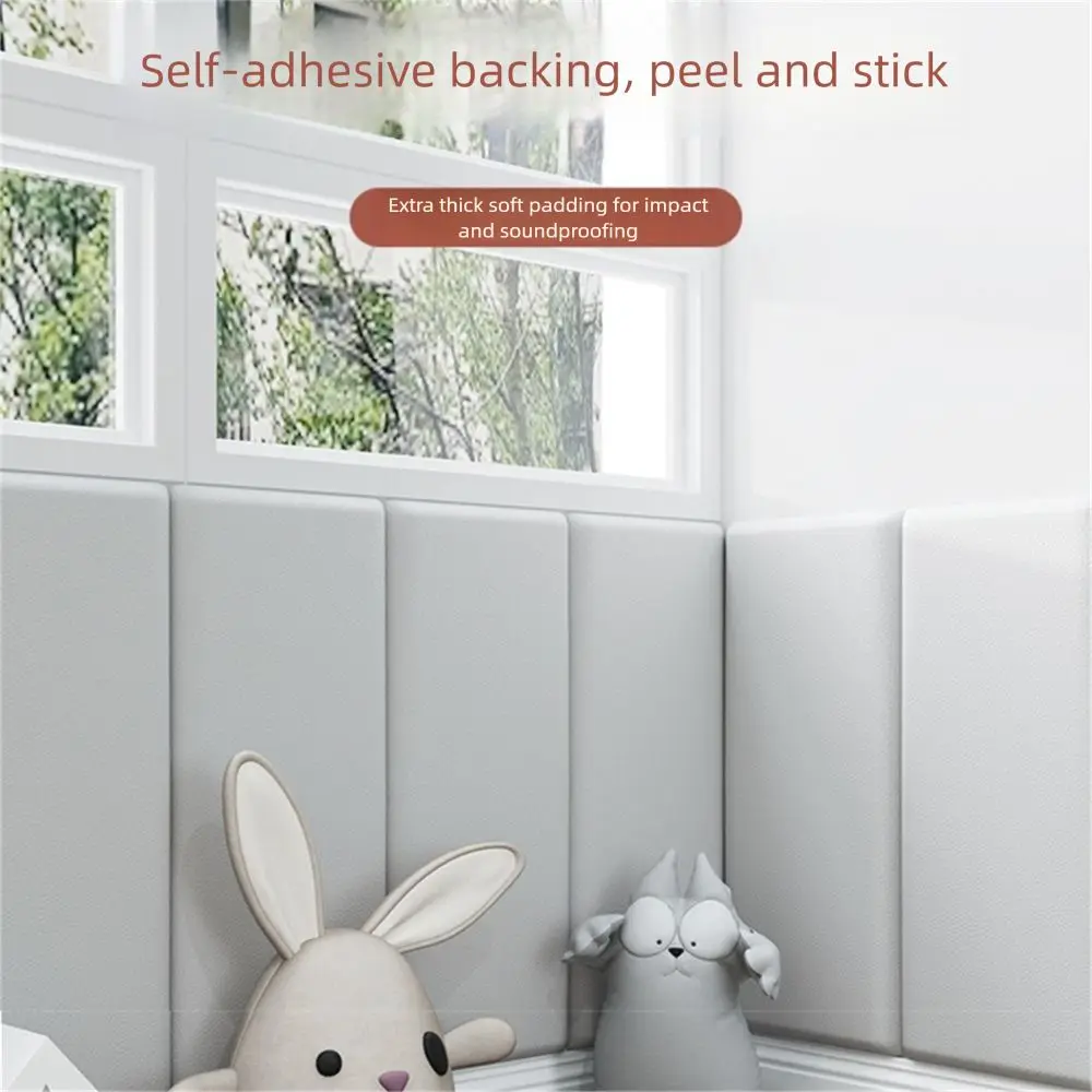 2pcs Self Adhesive 3D Wall Sticker Soft Bag Design Leather Soft Wall Panels 10mm Thick Anti-collision Headboard Protection