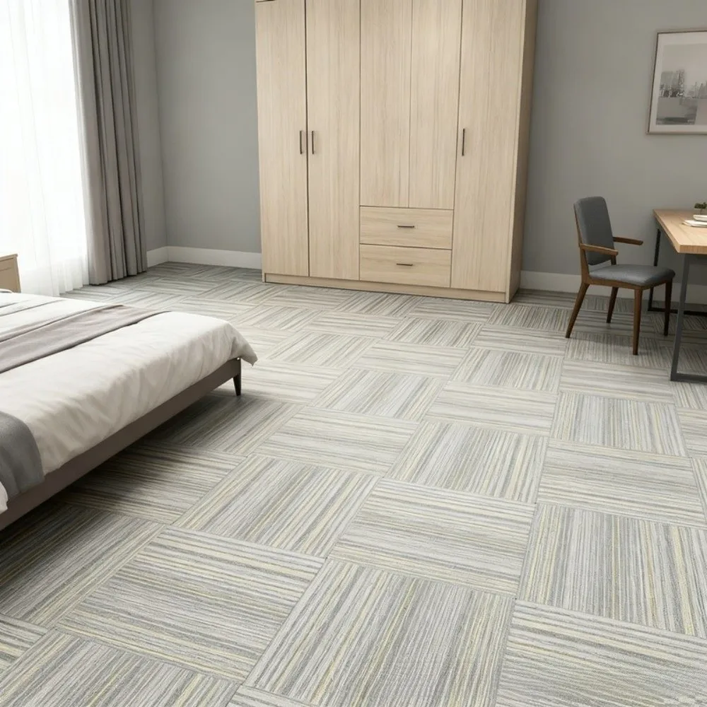 Imitation Carpet Texture PVC Floor Tile Waterproof Self Adhesive Floor Cover Anti Slip Wear Resistant Vinyl Floor Sticker