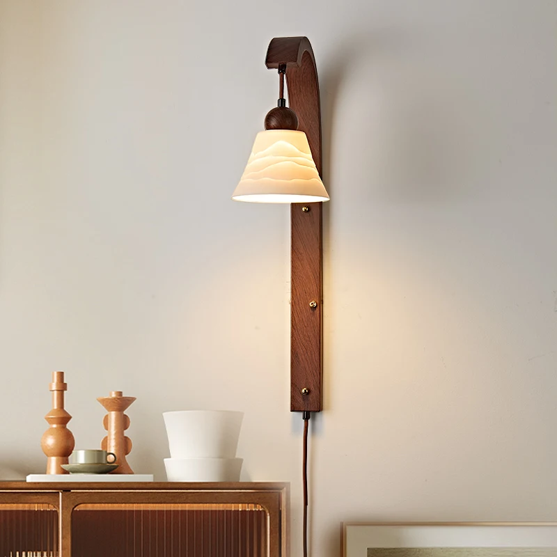 Vintage Wabi Sabi Zen Deco Wireless Wall Lamp for Retro Guesthouse Living Room Bedside Hallway Stairs Unique Home Decor