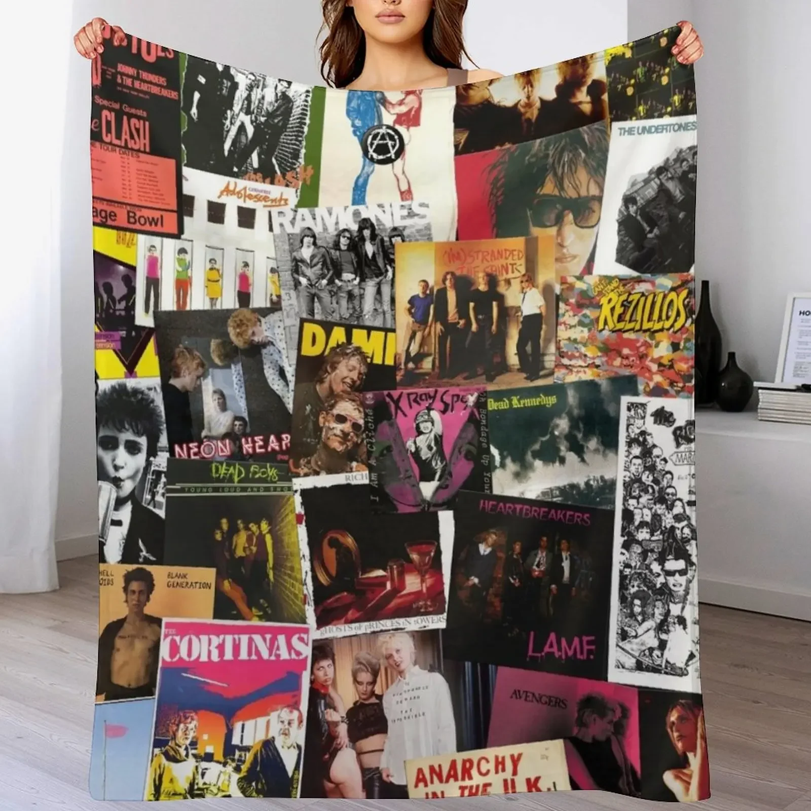 

70s Punk Rock Music Throw Blanket blankets ands Luxury Designer Picnic Travel Blankets