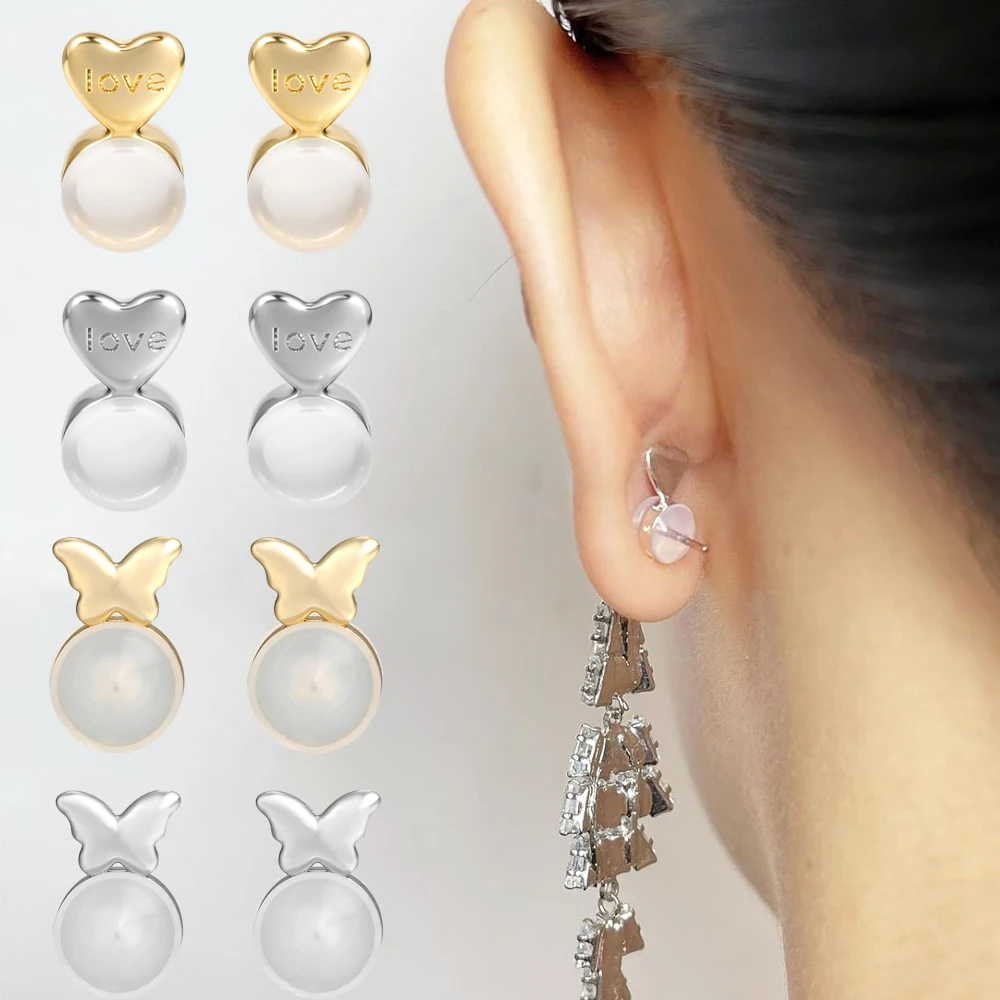 10/20pcs Silvery Golden Butterfly Heart Silicone Earring Backs Locking Earring Backs for Studs Secure Earring Backs for Studs