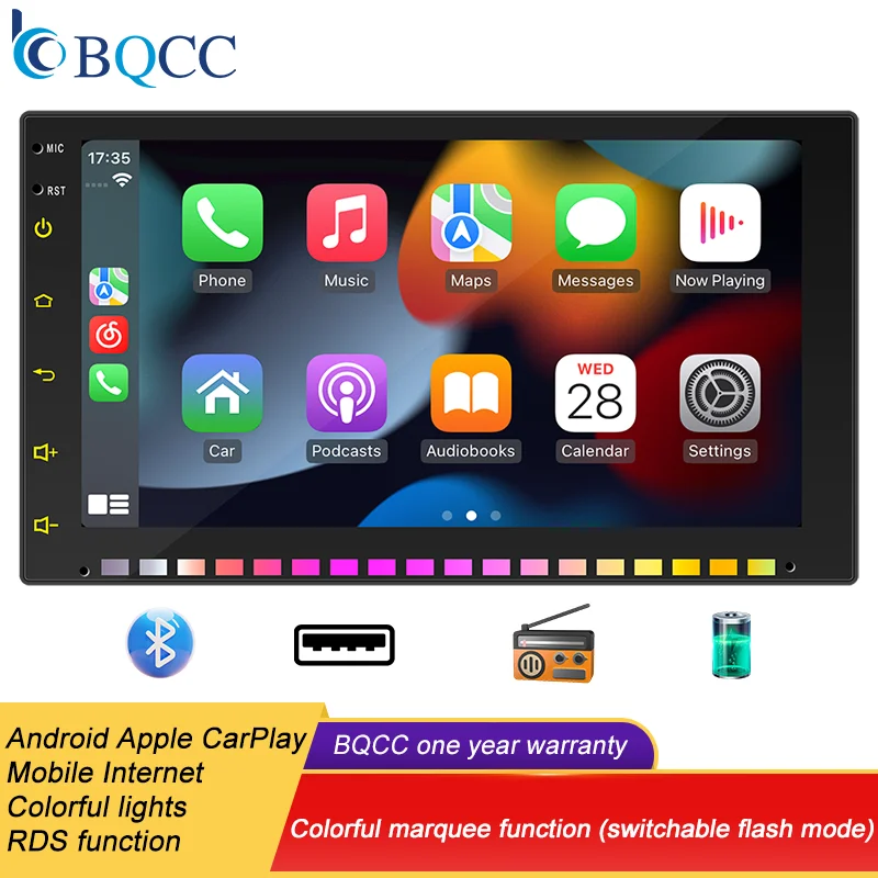 

BQCC 7-inch touch HD screen Carplay MP5 player car multimedia stereo Carplay Android car radio USB BT TF HD reversing camera