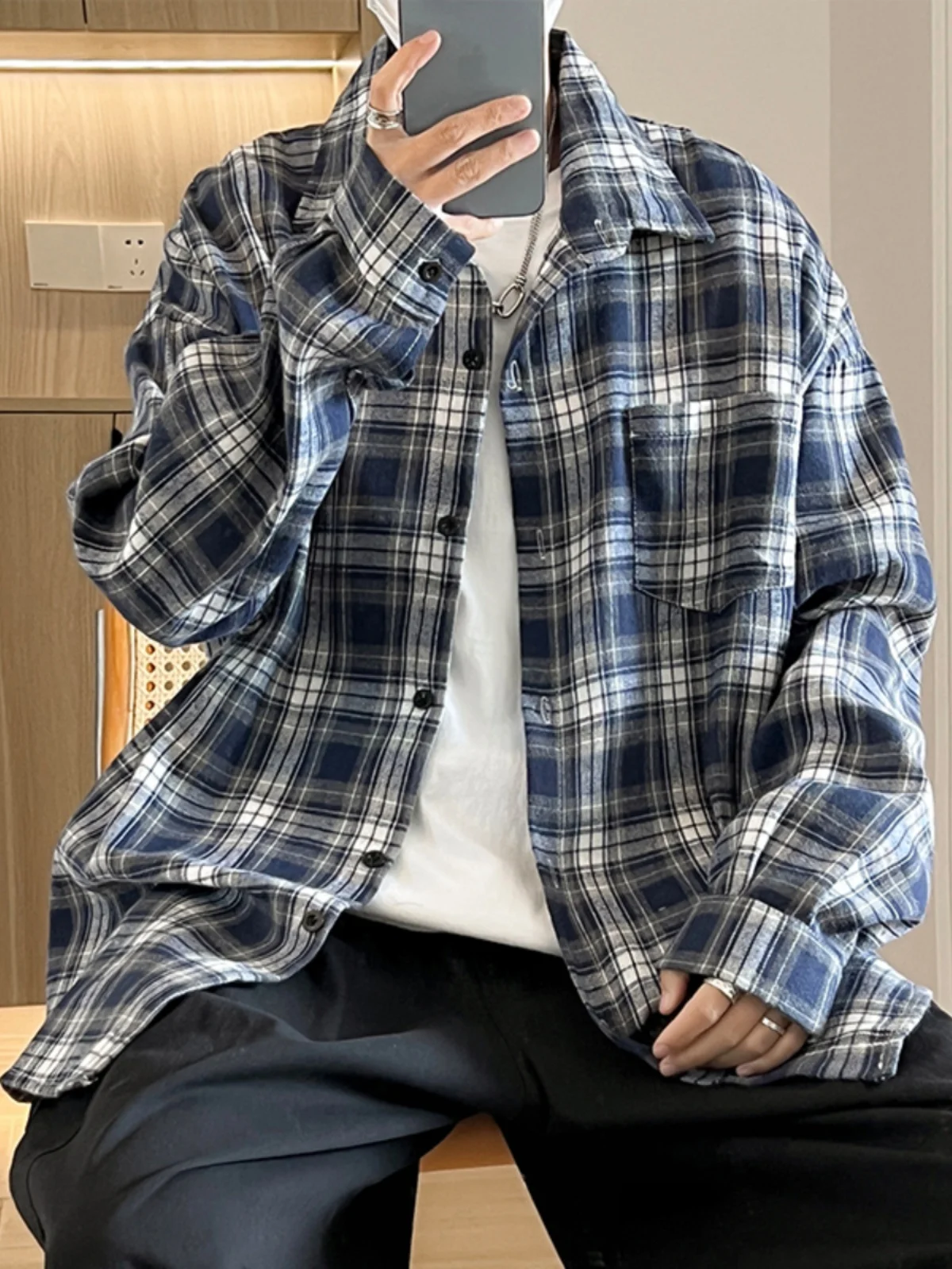 

Casual Long Sve Plaid irt Men's Spring Autumn Student Faion Brand Jaet Loose Fit Japanese Sle Retro Design Button ...