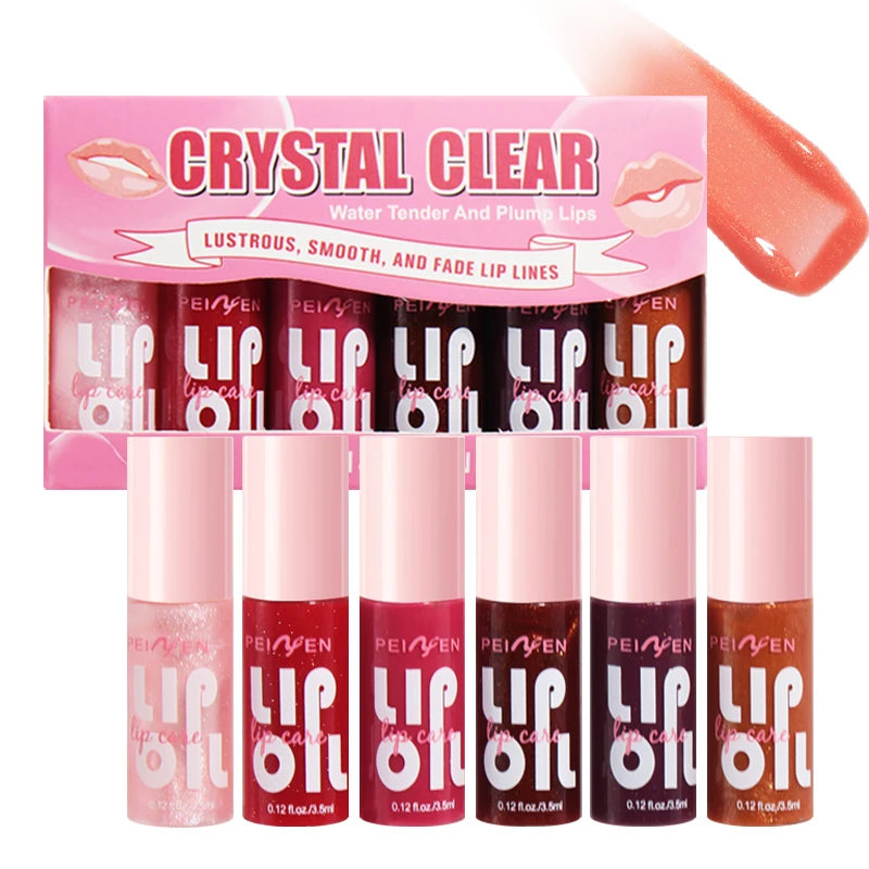 6 pz/set Gelatina idratante Olio per labbra Idratante a lunga durata Liscio scintillante Liquido idratante per labbra