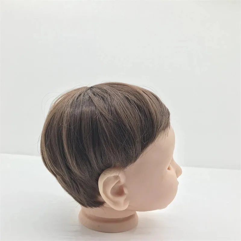 Brown and Golden Reborn Doll Hair Wig Short Straight Hair Wig Fits For The Circumference of The Doll\'s Head is About 32cm