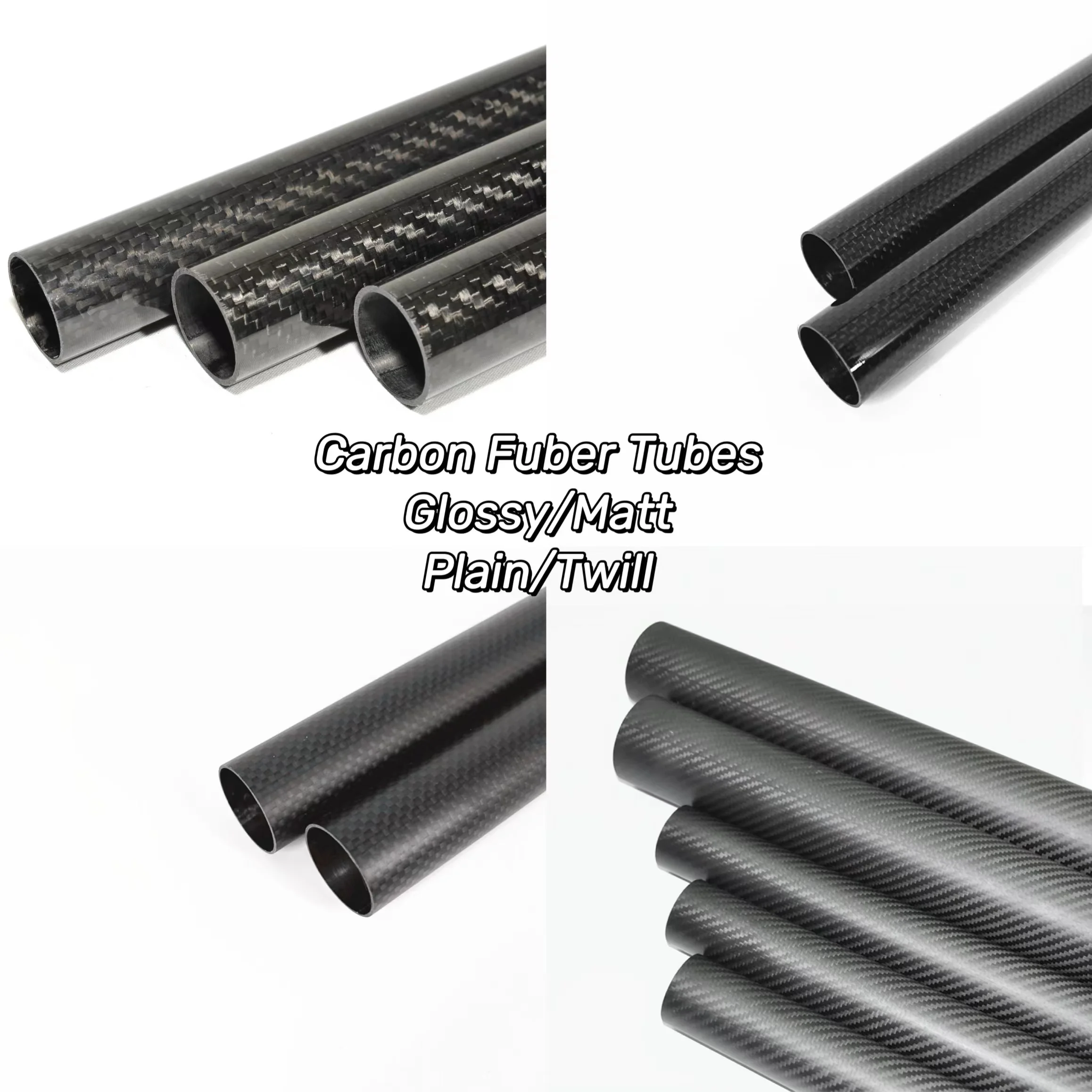 Length 150mm 200mm 300mm 3k Carbon Fiber Tube OD5~26mmHigh Quality 3K Carbon Fiber Fabric Wound Tube