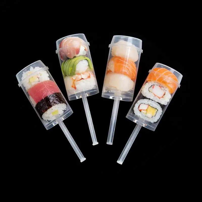 10/20Pcs Disposable Sushi Push Box Empty Food Grade Sushi Mold Push Up Bucket Package Box Cylinder Shaped Push Cake Pops Box