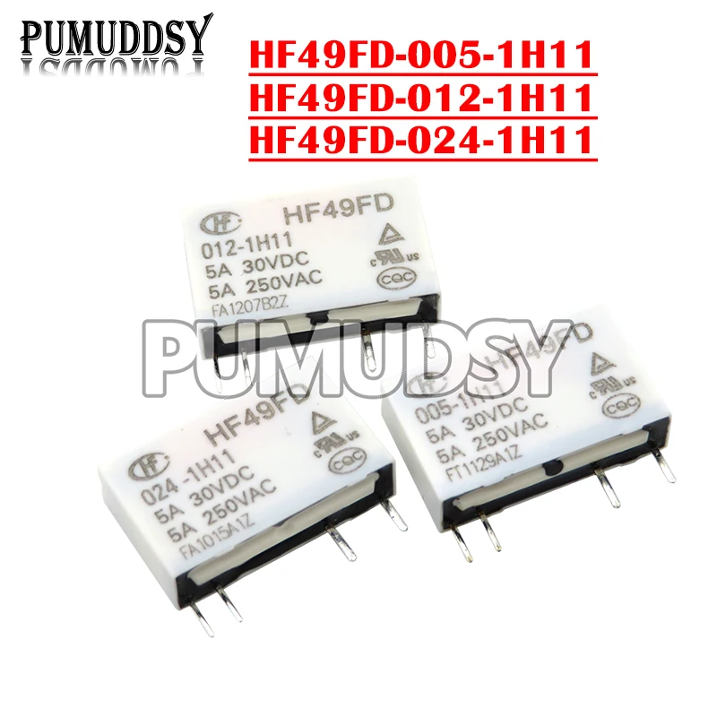 2PCS/LOT HF49FD HF49FD-005-1H11 HF49FD-012-1H11 HF49FD-024-1H11 Relay HF49FD-005 012 024 1H11 4Pin 5A Relays DC 5V 12V 24V New