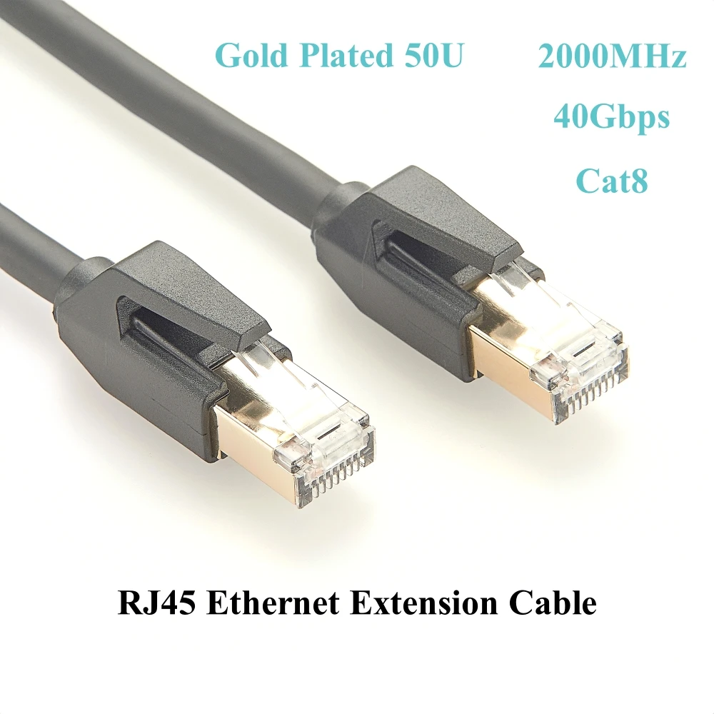 Cat 8 Ethernet Round Cable LAN Network Cat8 Rj45 Speed Network Cable 40Gbps Flat Cable 2000Mhz 26AWG For Router Pc Ps4 TV Laptop