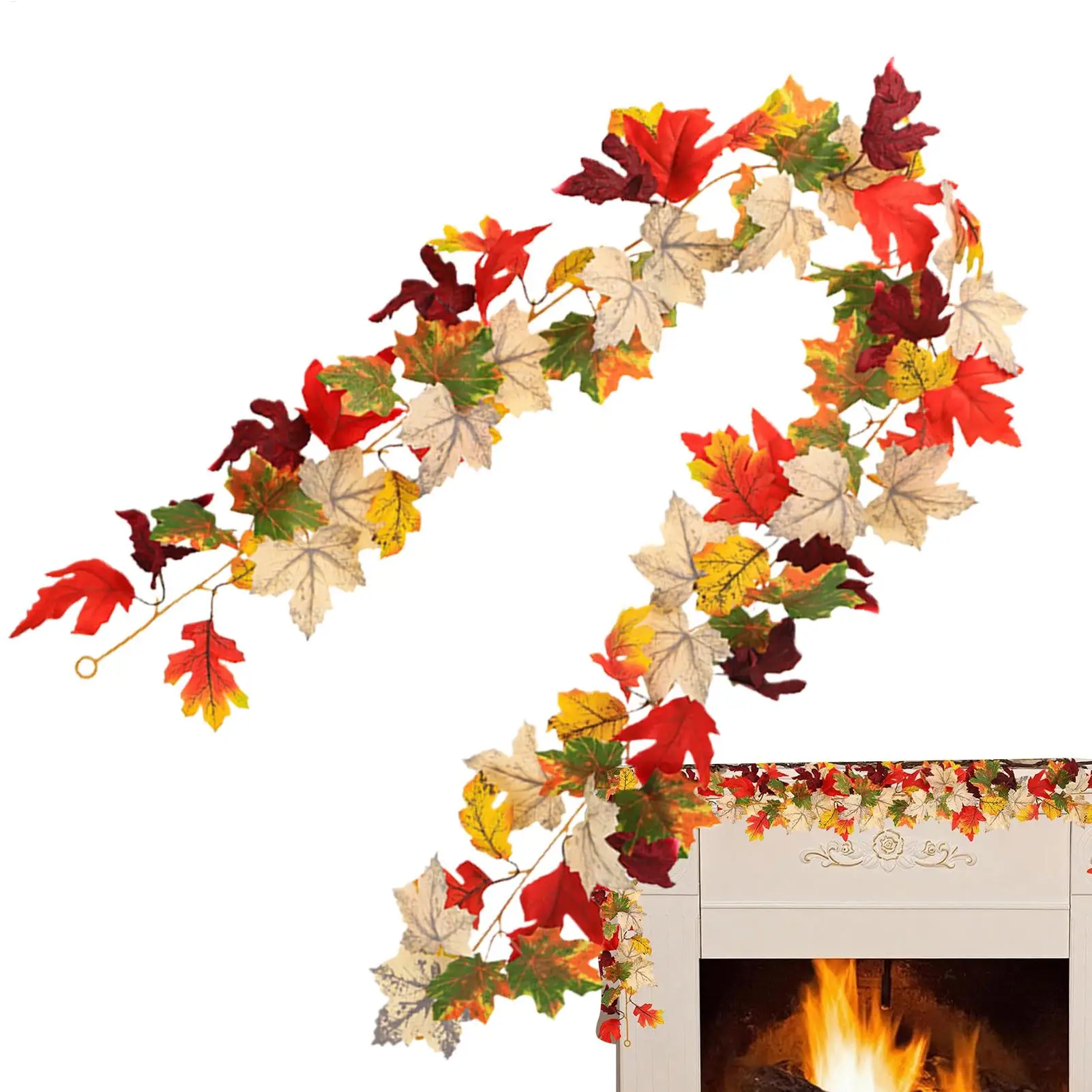 175cm Fall Leaves Garland Artificial Vine Maple Thanksgiving Harvest Decor Home Window Door Wedding Party Autumn Wreath