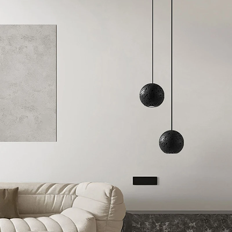 新しい侘び寂び黒円形ハイエンドペンダントランプ北欧ミニマリスト寝室のベッドサイド雰囲気ライトレストラン Led ドロップライト
