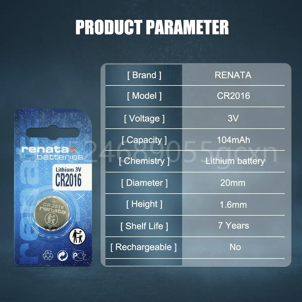 جديد RENATA CR2016 CR 2016 DL2016 ECR2016 GPCR2016 3 فولت بطارية ليثيوم للتحكم عن بعد آلة حاسبة زر عملة خلية
