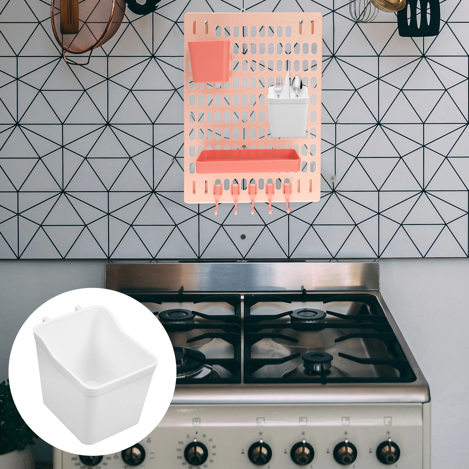 

6pcs Pegboard Cup Holder White Square Storage Bins Hooks Garage Workbench Office Kitchen Small Parts Screw Organizer ABS