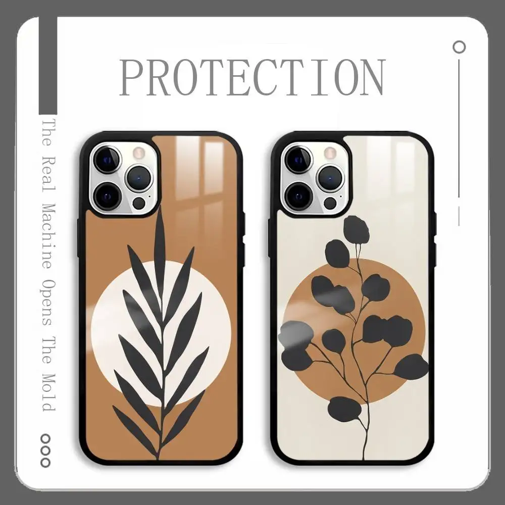 

Retro Casual Plants INS Phone Case For IPhone 16 15 14 13 12 11 Pro Max Plus Mini Plus Hard Mirror Surface Protect Funda