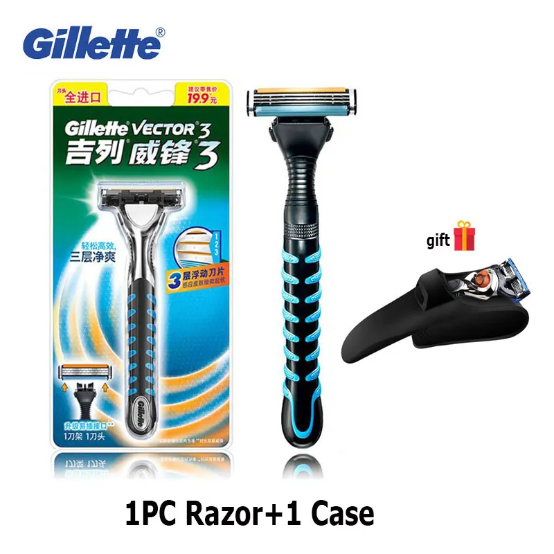 Gillette Vector 3 Rasierer, Herren-Sicherheitsrasierer, Bart-Haarentfernung, ultradünn, 3-lagiger, scharfer Rasierer, Ersatzminen, Rasierklingen