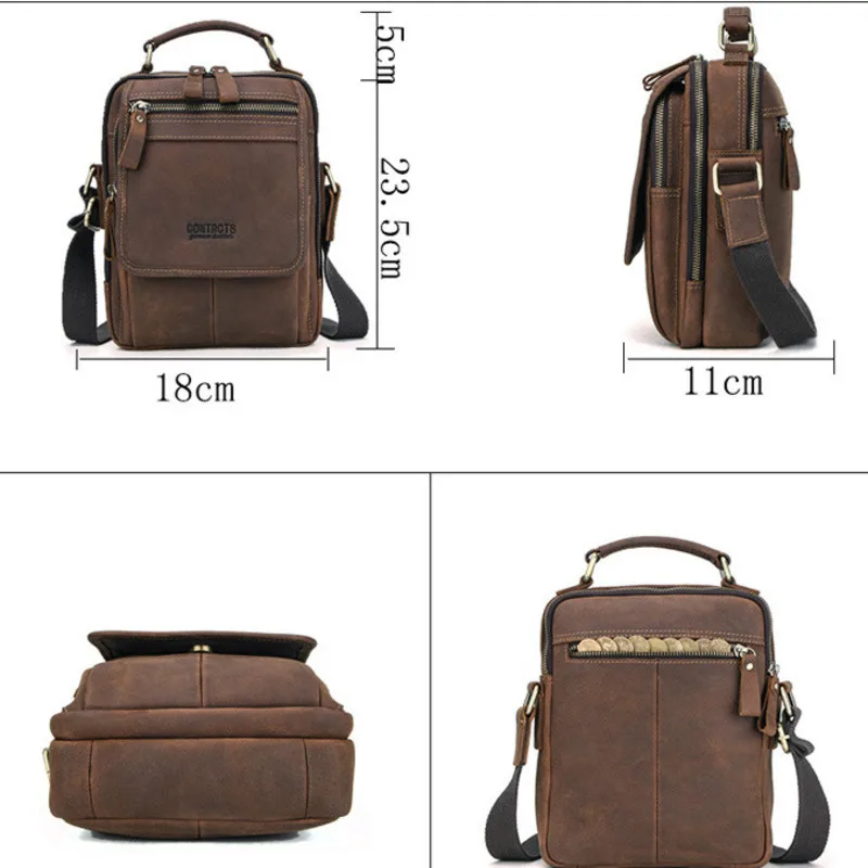 Borsa da uomo nuova alla moda Borsa a tracolla orizzontale da uomo Borsa a tracolla in pelle bovina Trend Borsa da uomo in vera pelle da uomo con una spalla