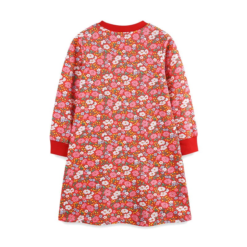 Jumping Meters Autumn Princess Girls Long Sleeve Dress 2-7T Santa Claus Applique Toddler Costume with Dots New Design Baby Cloth