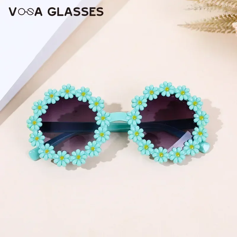 Girl Sunflower Round Flower Cute Ladies Fashion Sun Shade Glasses Children\'s Daisy Sunglasses Child Matching Sunglasses