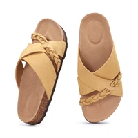 Shevalues Women's Summer Suede Slippers with Arch Suport Comfortable Cork Footbed Slides Lady Fashion Cross Strap Beach Sandals - Image 4