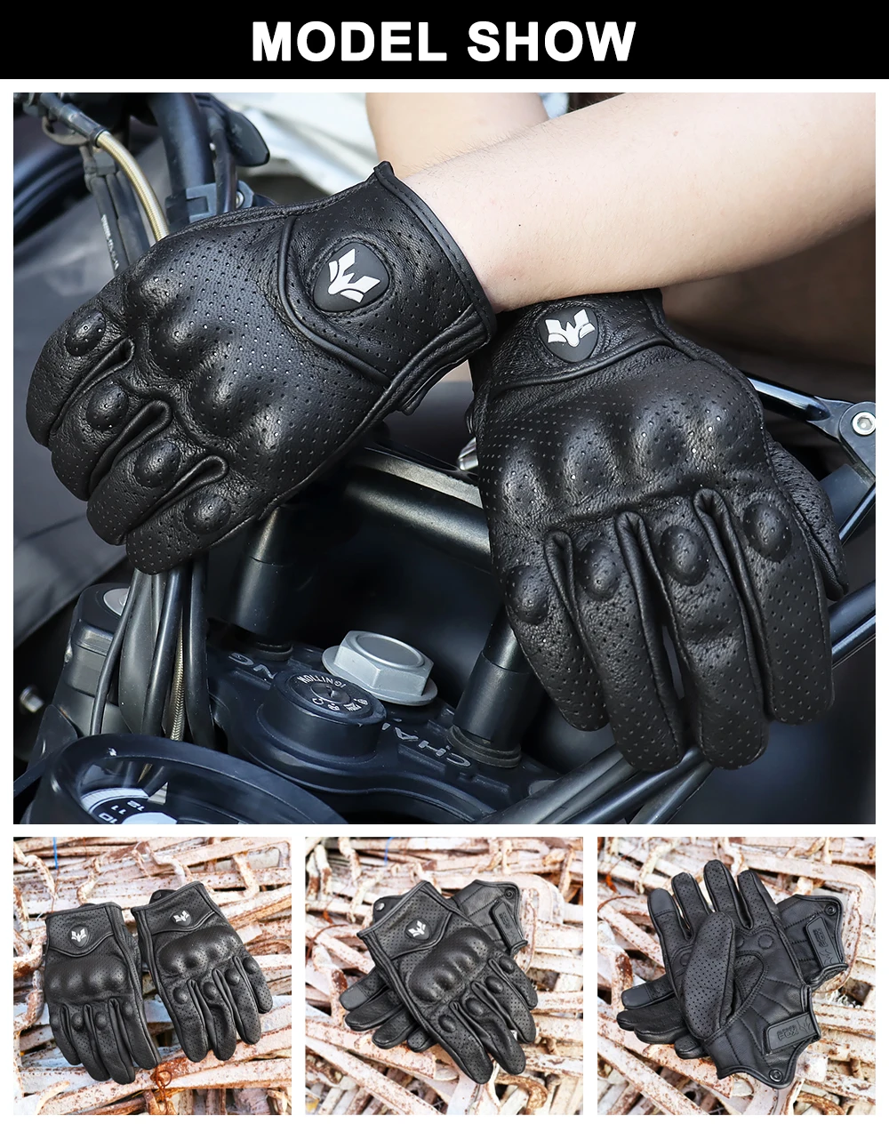Vintage Ziegenleder Motorradhandschuhe Sommer Herren Gelb Retro Leder Motorradfahrer Guantes Motorrad Motocross Handschuh M-XXL – Detail 21