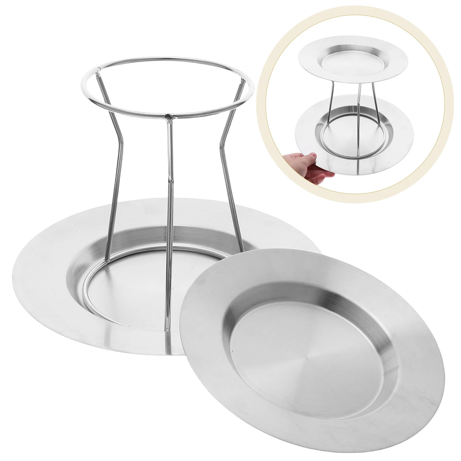 

1Set Seafood Display Rack Double Layer Stainless Steel Serving Tray for Shrimp Crab Oyster Sushi Buffet 23.8cm 17.9cm Plates