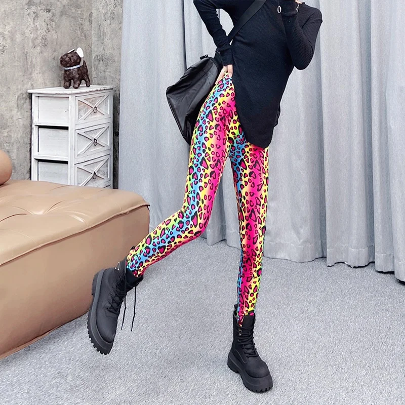 DOIAESKV Women's Sexy Colorful Leggings Fashion Casual Leg Warmers Fit Most Leggins Pants Trousers for Women