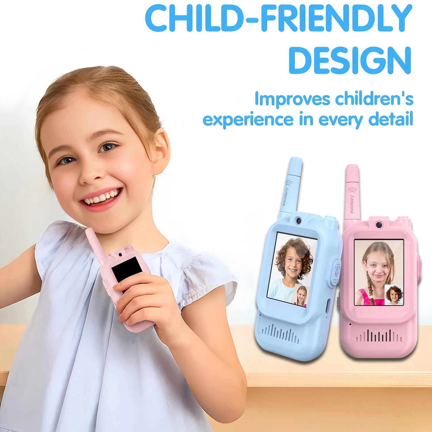 2PCS Kids Video Walkie Talkies USB Charging Indoor and Outdoor High Definition Intercom Children's Toys Birthday Gifts Ages 3-12
