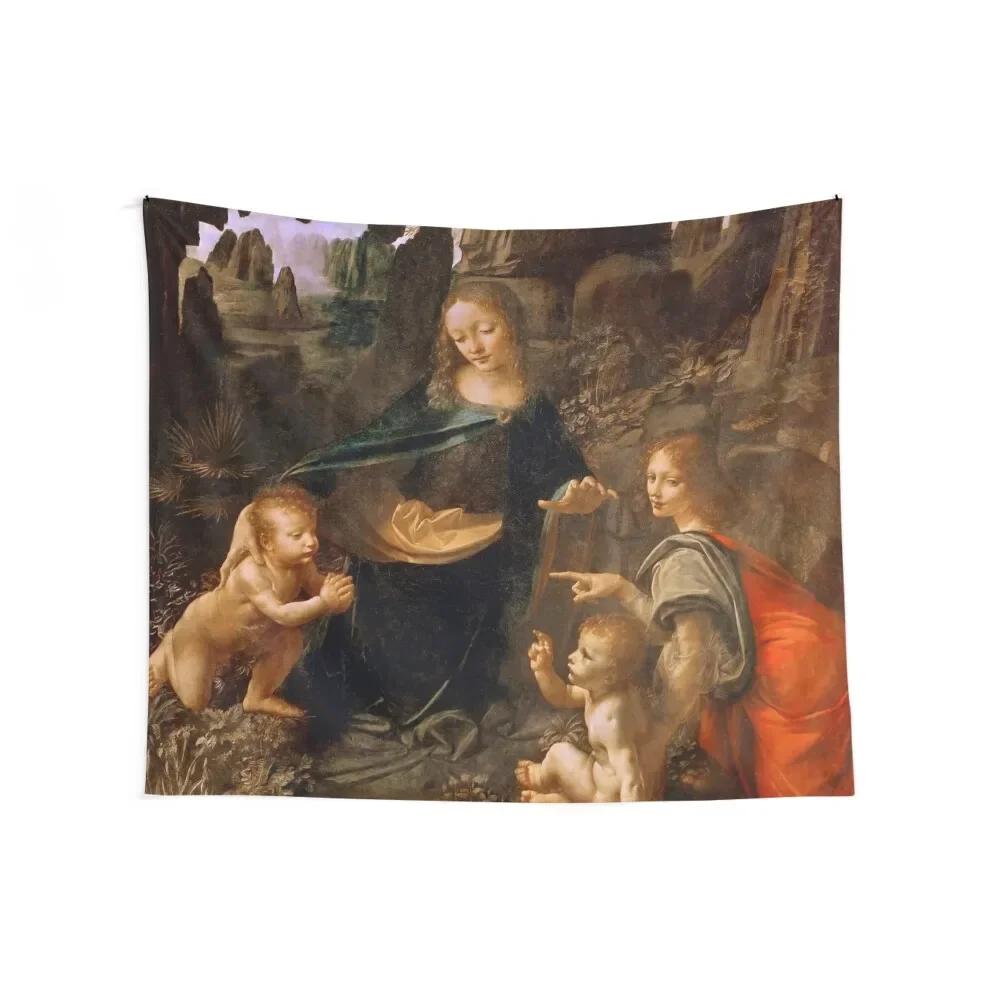 Leonardo da Vinci The Virgin of the Rocks (Louvre) Tapestry Home Supplies Room Decorations Aesthetic Tapestry