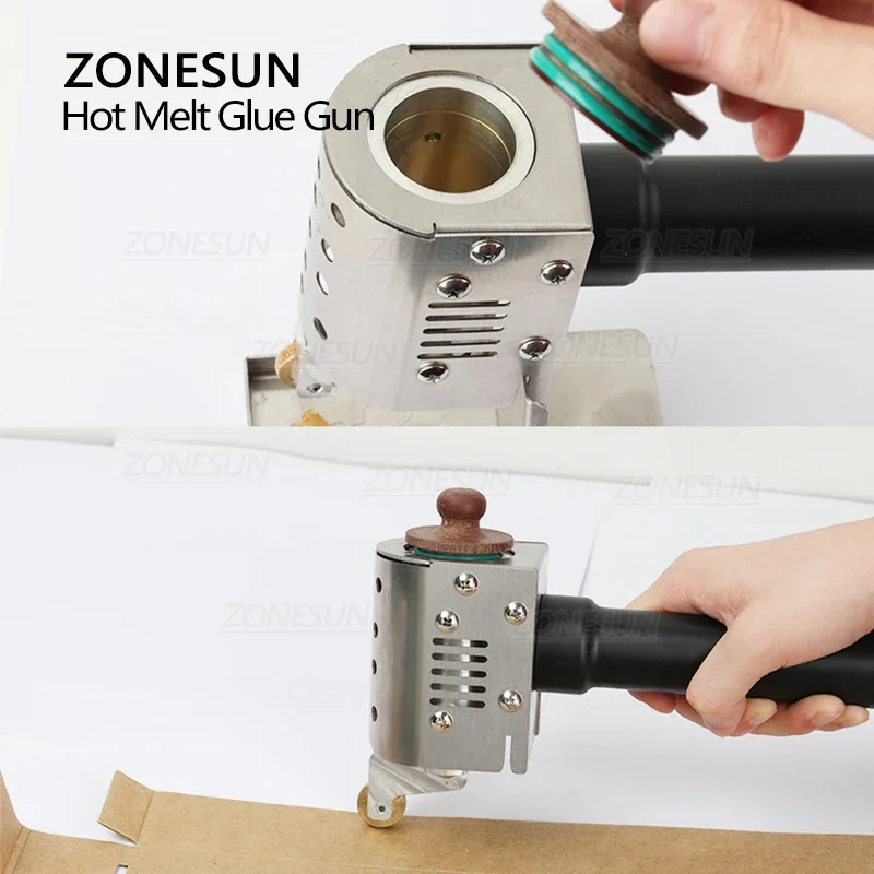 ZONESUN ZS-90TJ Hand-held Hot Melt Glue Rolling Machine Leather Album Envelope Paper Bag Gift Box Packaging Tool