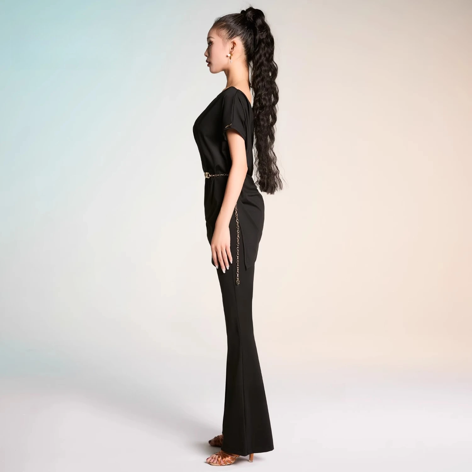 英国ラテンダンスドレス女性用非対称オーバーサイズトップエレガント練習パフォーマンスウェア社交ダンス衣装