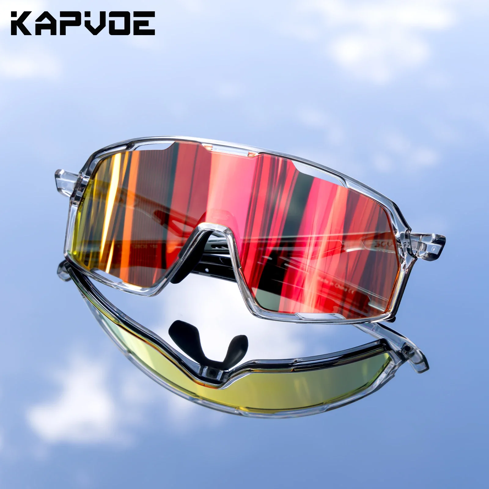 Kapvoe Neue Sonnenbrille für Herren Sport UV400 Fahrradbrille MTB Mountainbike Fahrradbrille Damen Schutzbrille Straßen-Speedskating – Detail 1