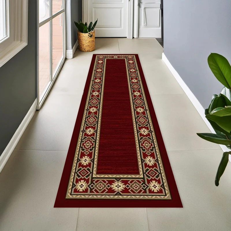 Luxurious Vintage Floral Pattern Runner Carpet Hallway Mat Elegant Long Rug for Home Decoration for Living Room Bedroom Entryway