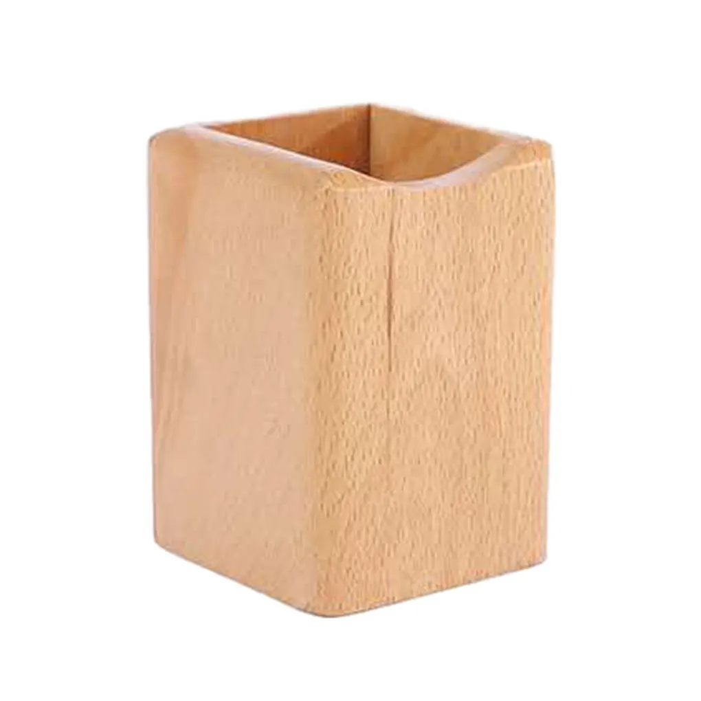 Wood Multi-Function Pencil Pot Lightweight Bamboo Pen Holder For Office Desks Eco-friendly