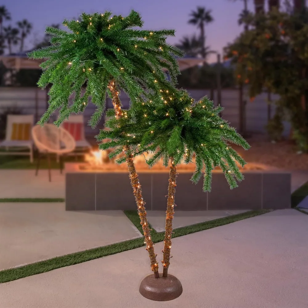 أشجار النخيل الاصطناعية المضيئة - بطول 6 أقدام مع أضواء شفافة