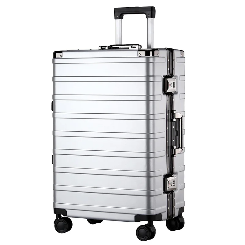 Travel suitcase on wheels Aluminum frame Business rolling luggage case combination lock lightweight luggage ABS+PC travel bags