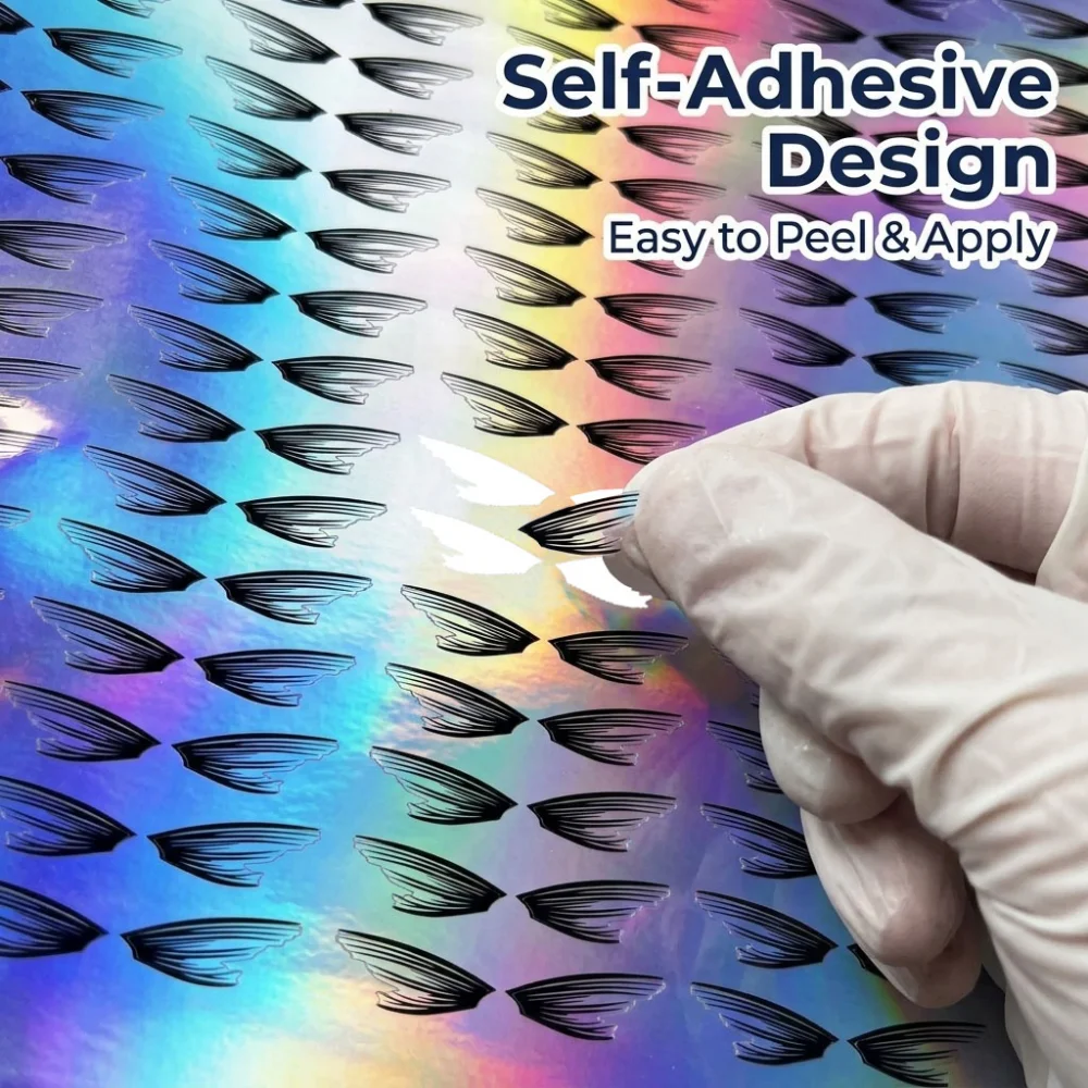 2CM Holographic Pectoral Fin Sticker Waterproof Self Adhesive Small Fishing Lure Decal Hologram Fish Fin Stickers Craft Wings