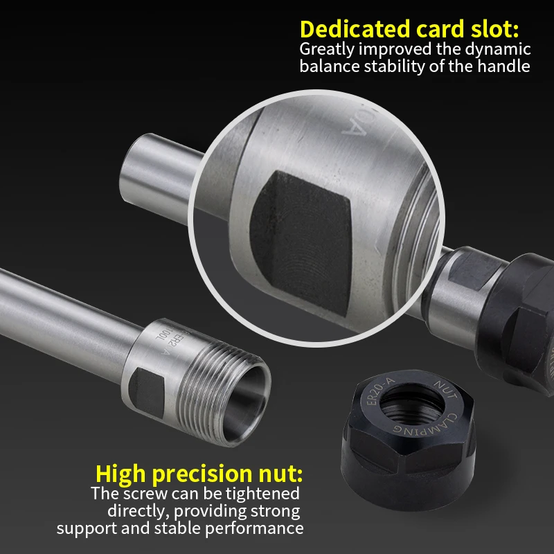 Chuck Collet Dudukan C10/C12/C16/C20/C25/C32/C40 untuk ER8-ER25A/ER11-32M/UM Collet 100-200L Ekstensi Shank Lurus Ekstensi Rod
