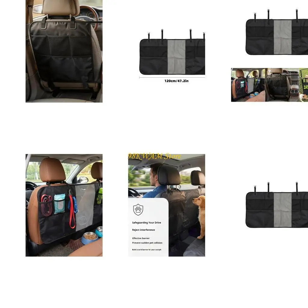 SUV Dog Travel Barrier Mat with Upper Clips and Storage Pockets 68UF