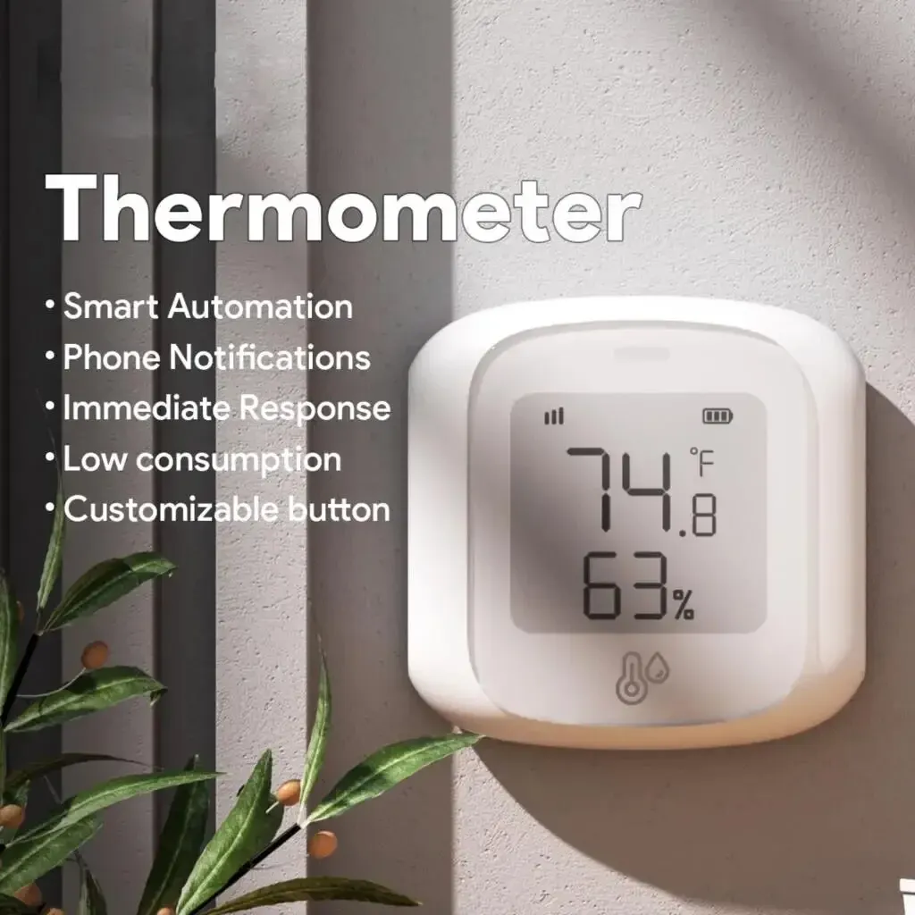 Tuya Smart WiFi/Zigbee Temperatur- und Feuchtigkeitssensor Innenhygrometer-Thermometer mit LCD-Display, unterstützt Alexa Google Home