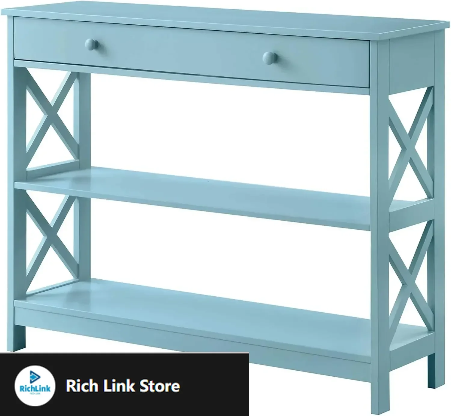 

Oxford 1 Drawer Console Table with Shelves, Sea Foam Blue