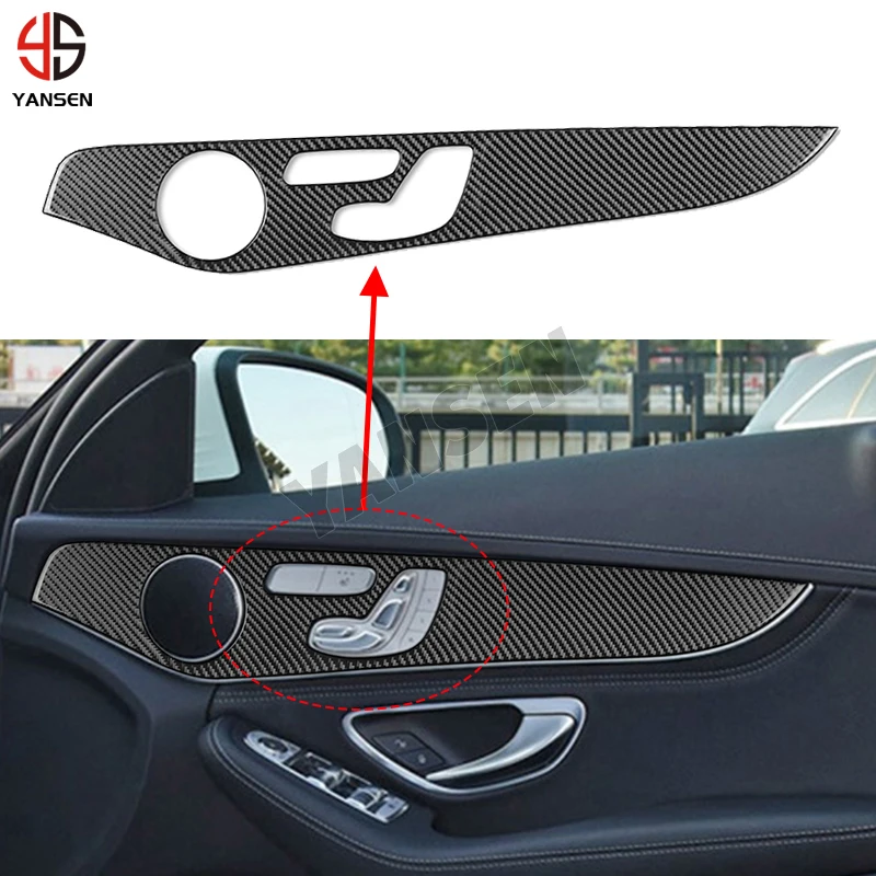 For Mercedes Benz C Class GLC W205 Real Carbon Fiber Car Interior Doors Panel Cover Sticker Trims Decoration Auto Accessories