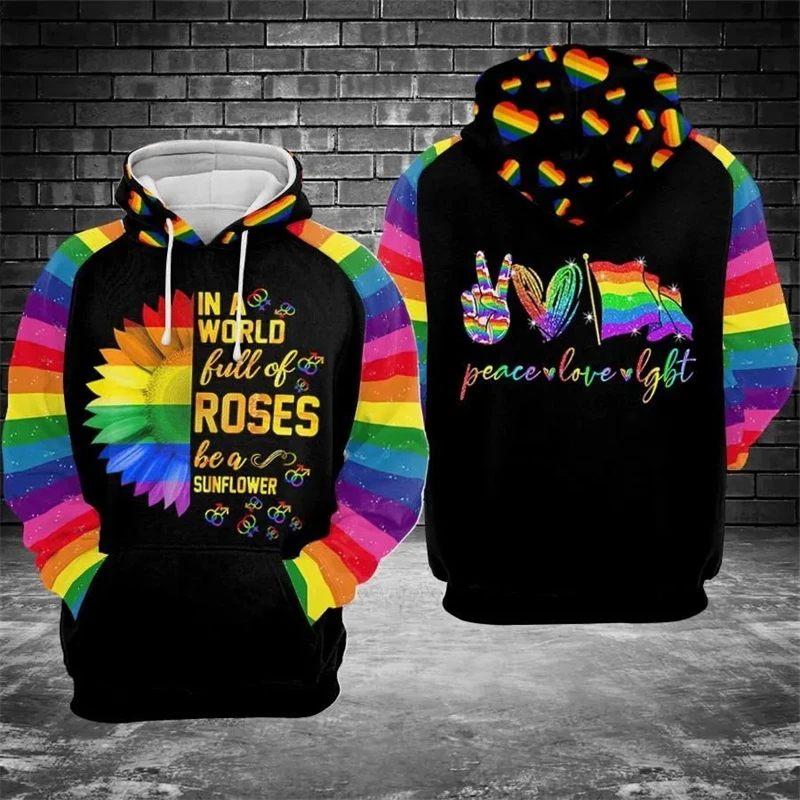 

New LGBT Rainbow Hoodie Men 3D Printed Sweatshirts Popular Cool Pullover Long Sleeve Streetwear Fashion Gay Women Hoody Clothing