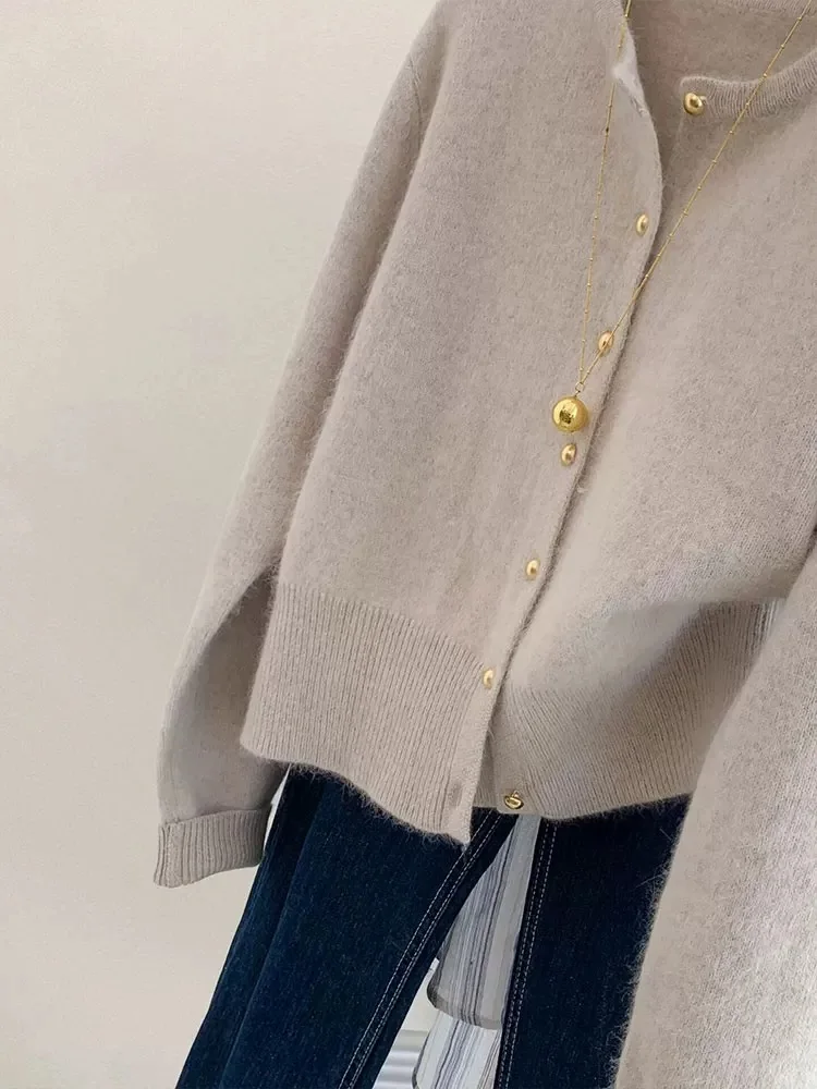 New Fashionable Merino Wool Button Cardigan For Autumn And Winter, A Simple Korean-Style Round-Neck Long-Sleeved Women's Top-273 - Image 2