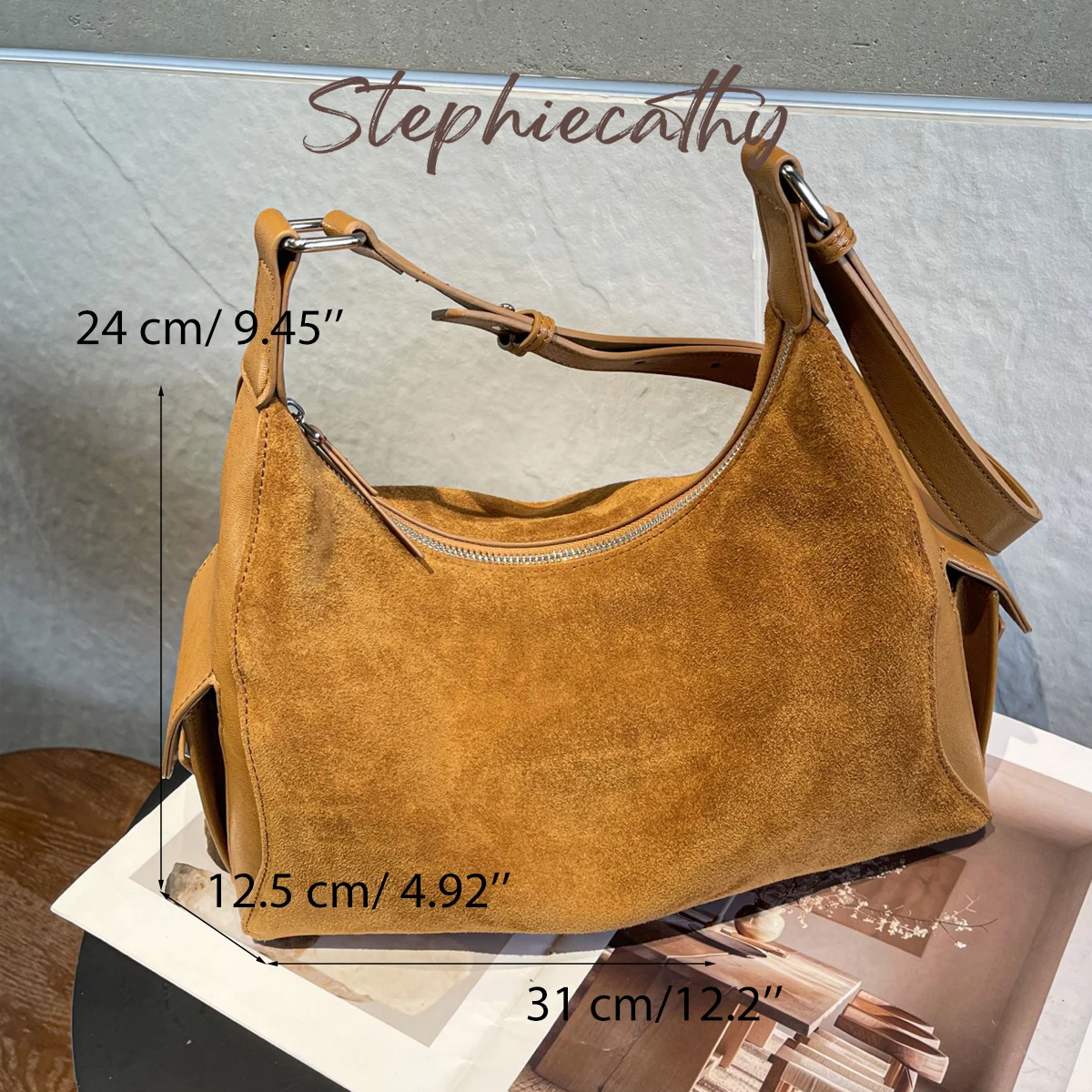 SC Minimalist Luxury Genuine Leather Hobo Bag For Women Casual Large Capacity Soft Winter Crossbody Shoulder Stylish Portable
