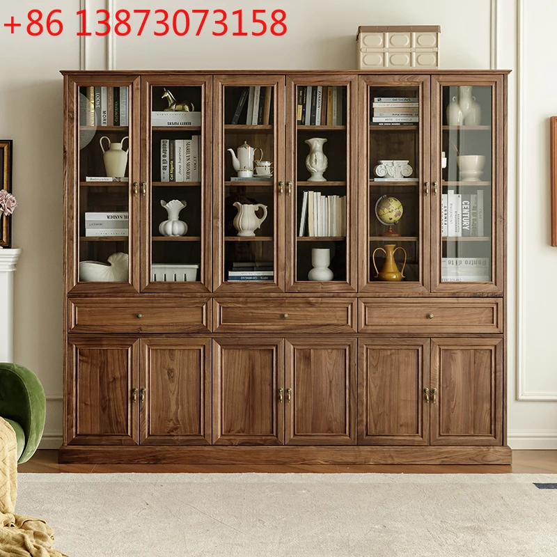 American black walnut bookcase living room full solid wood locker