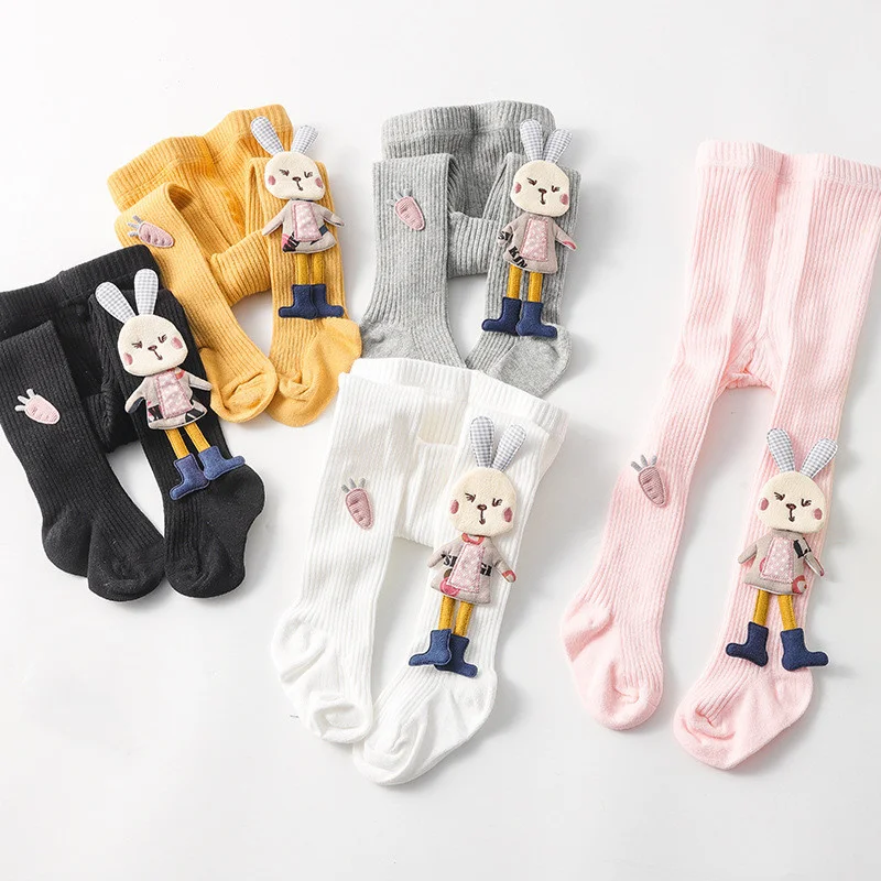 Lawadka Tights for Girls Knitted Children\'s Pantyhose Cartoon Rabbit Cotton Soft Kids Girls Tights Autumn Winter 1-7Y Trousers