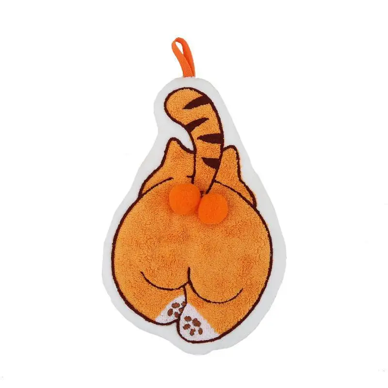 Novelty Cat Butt Shaped Hand Towel Quick Dry Soft Absorbent Coral Fleece for Bathroom Kitchen Daily Use